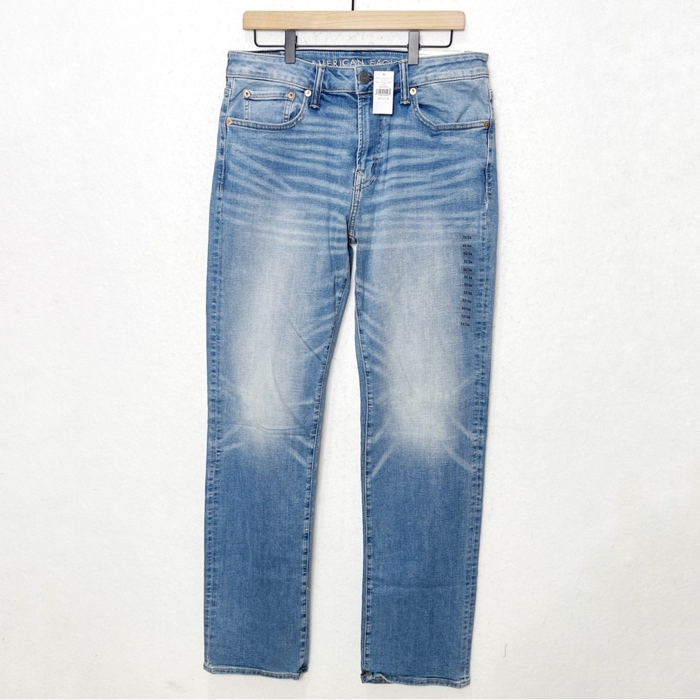 American Eagle Men’s AirFlex+ Relaxed Straight Denim Jeans Size 32X36 Med Wash